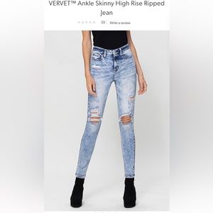 Vervet Ankle Skinny High Rise Ripped Jeans size 27